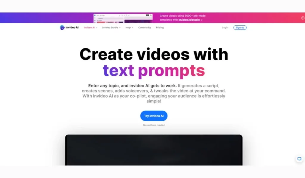 invideo כלי בינה מלאכותית ליצירת סרטוני וידאו