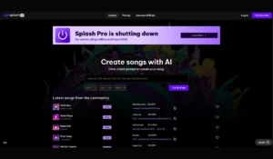 Splash Pro מחולל מוזיקה מבוסס בינה מלאכותית