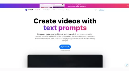 invideo כלי בינה מלאכותית ליצירת סרטוני וידאו